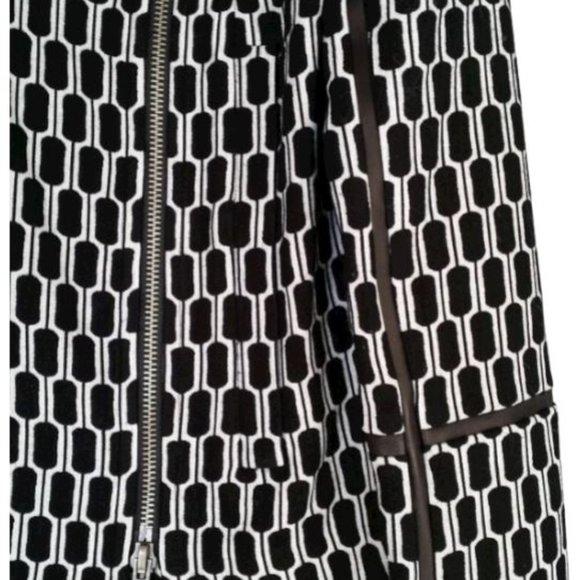 DVF Diane Von Furstenburg Honeycomb Biker Jacket with Leather Trim Size 8 - Picture 6 of 8